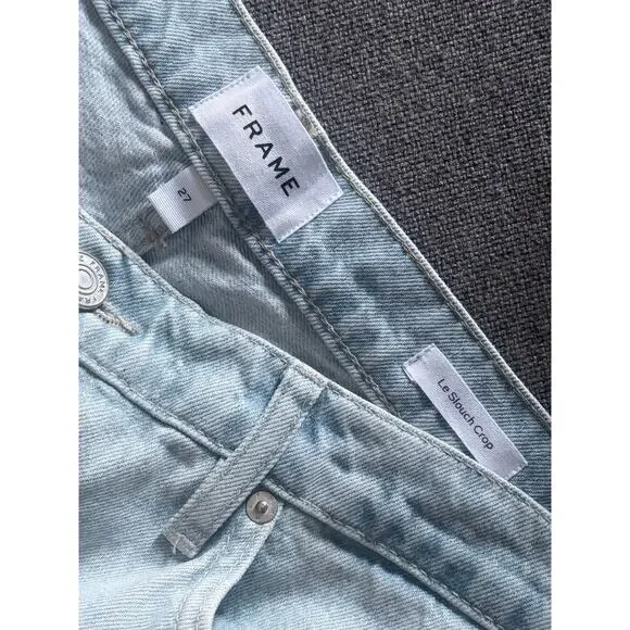 FRAME like new split screen light wash denim Le Slouch straight cropped jeans - Picture 5 of 11